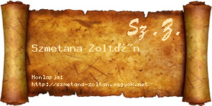 Szmetana Zoltán névjegykártya